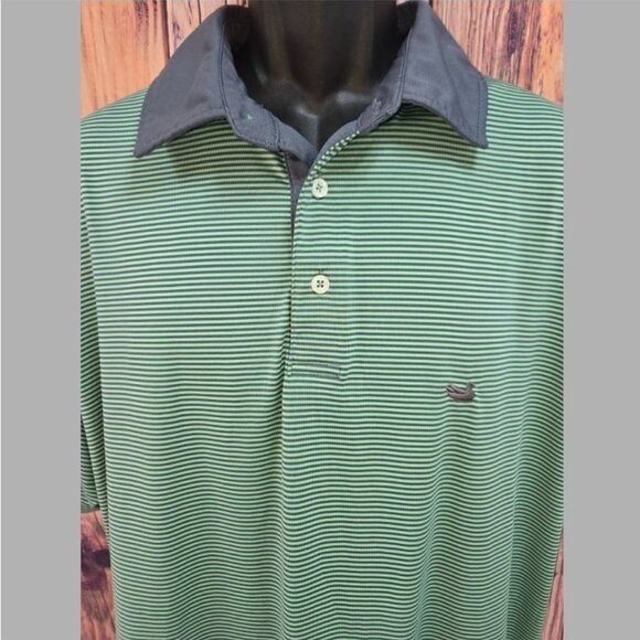 Southern Marsh Mens XL Green & Gray Striped Polo - Picture 3 of 8